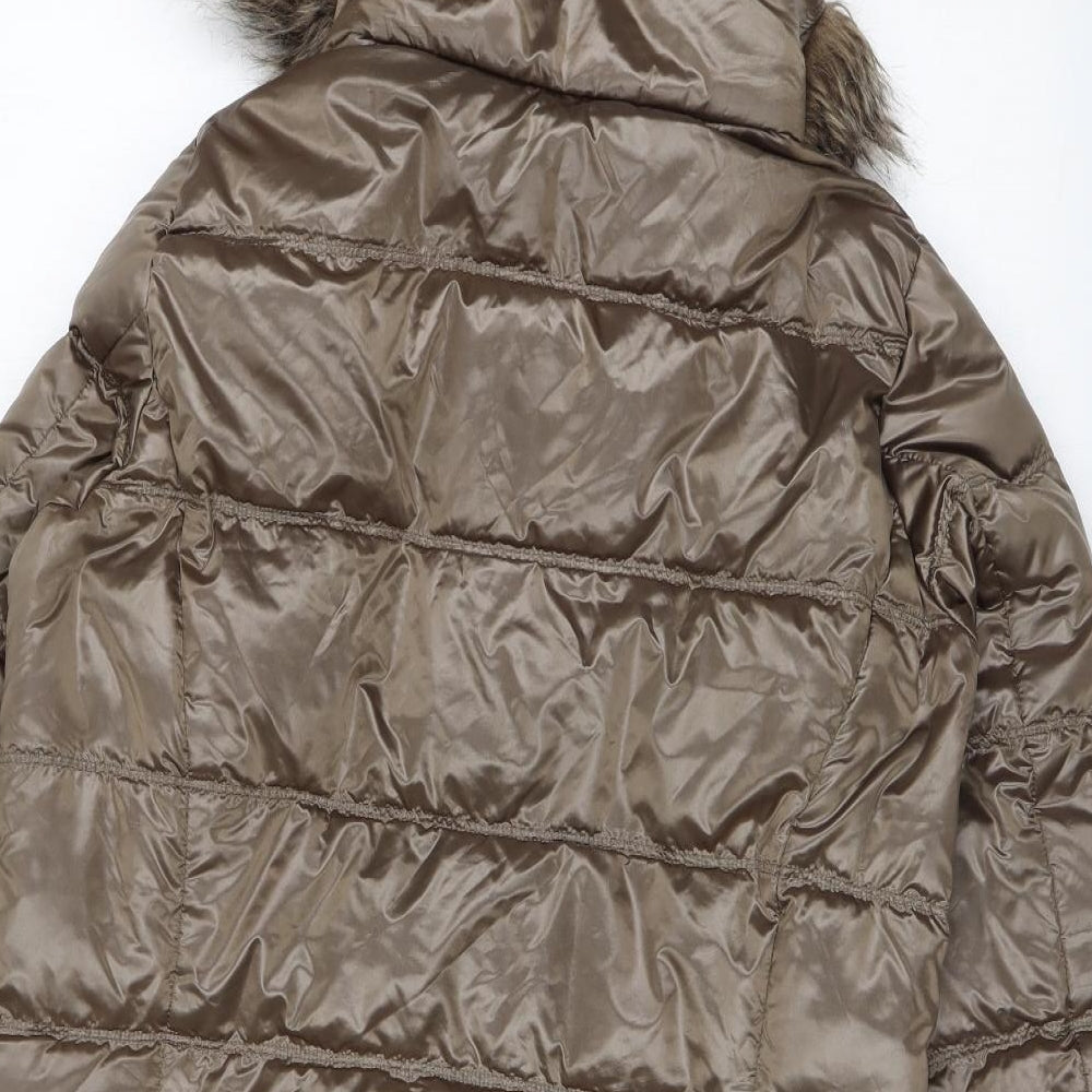 Uniqlo Womens Brown Puffer Jacket Coat Size S Zip