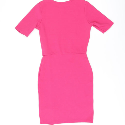 Nasty Gal Womens Pink Polyester Bodycon Size 6 Round Neck Pullover