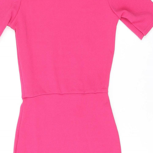 Nasty Gal Womens Pink Polyester Bodycon Size 6 Round Neck Pullover