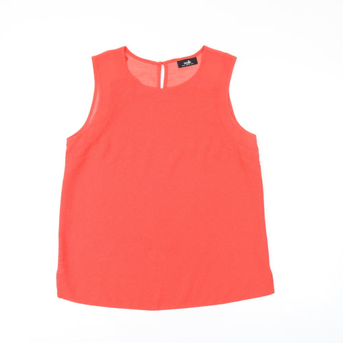 Wallis Womens Red Polyester Basic T-Shirt Size 12 Round Neck
