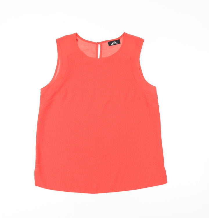 Wallis Womens Red Polyester Basic T-Shirt Size 12 Round Neck