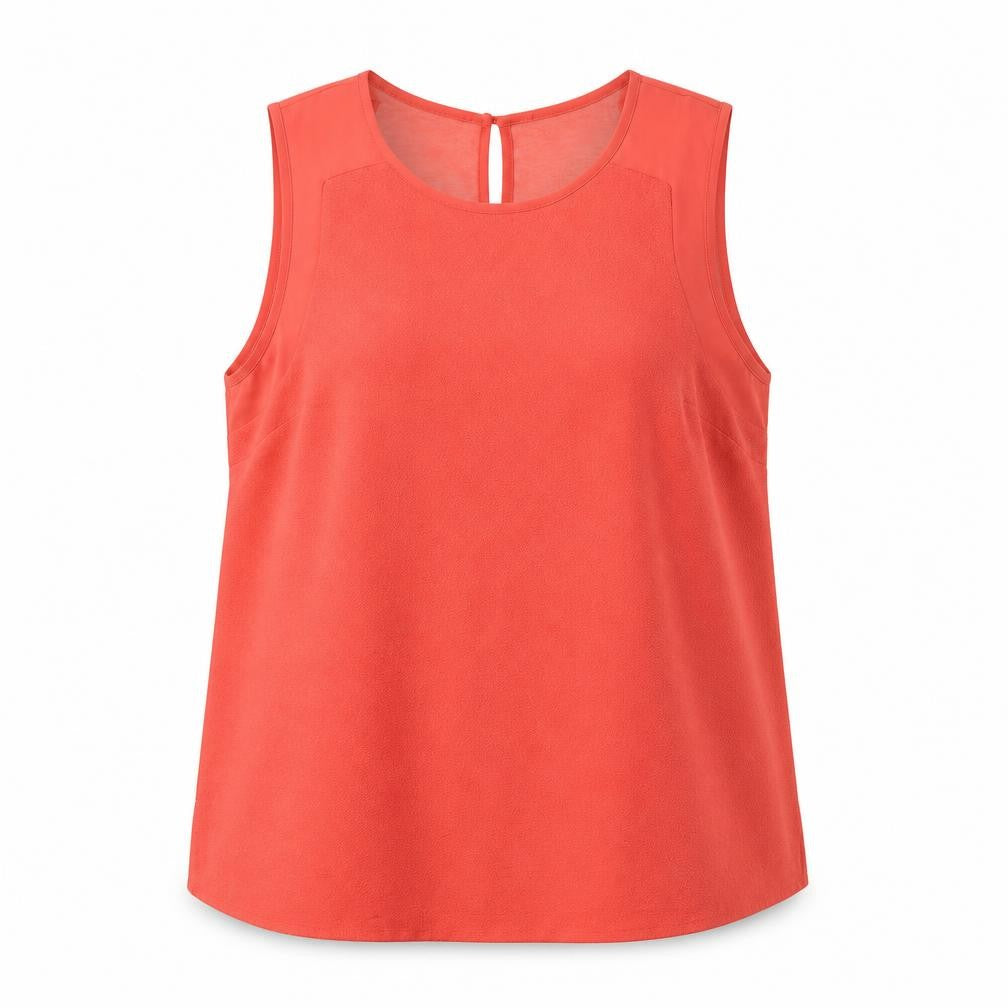 Front view of Wallis women’s red polyester basic t-shirt, size UK 12, round neck