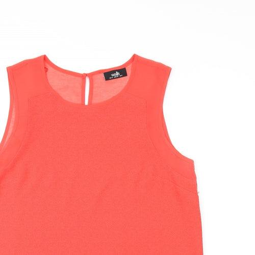 Wallis Womens Red Polyester Basic T-Shirt Size 12 Round Neck