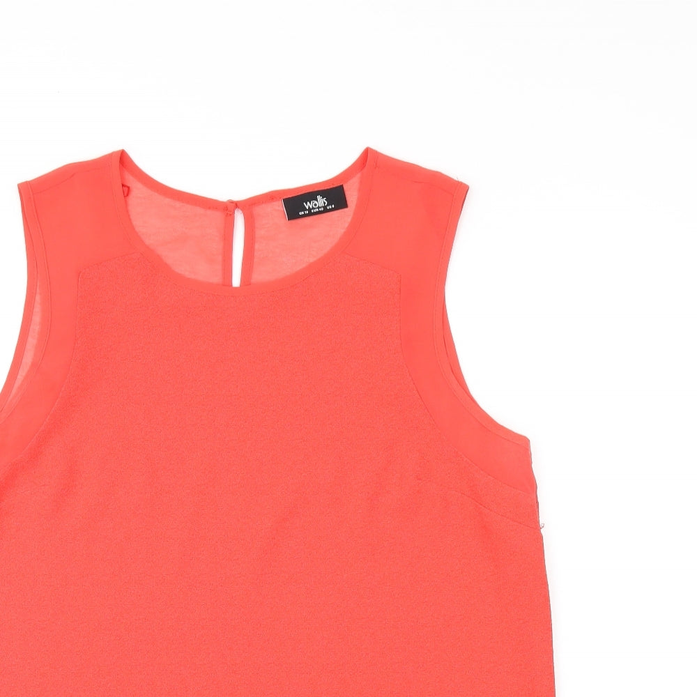 Wallis Womens Red Polyester Basic T-Shirt Size 12 Round Neck