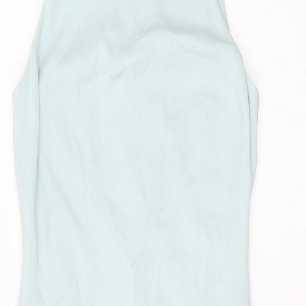 Coast Womens Blue Acetate Bodycon Size 8 High Neck Zip