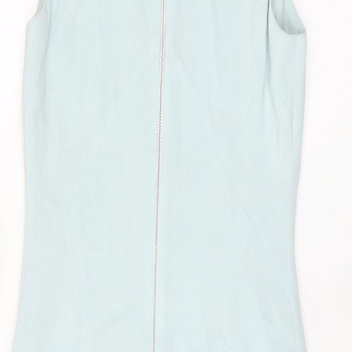Coast Womens Blue Acetate Bodycon Size 8 High Neck Zip