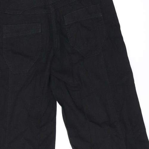NEXT Womens Black Linen Cropped Trousers Size 12 L21 in Regular Zip