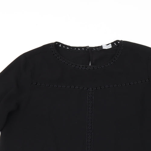 New Look Womens Black Polyester Basic T-Shirt Size 12 Round Neck