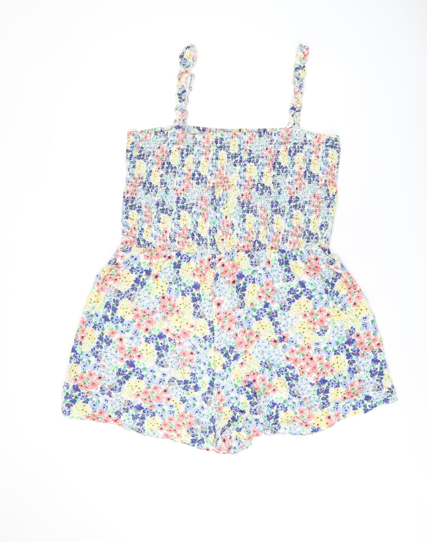 New Look Womens Multicoloured Floral Viscose Playsuit One-Piece Size 22 Pullover