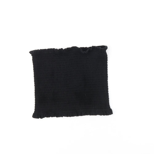 H&M Womens Black Cotton Cropped T-Shirt Size M Off the Shoulder