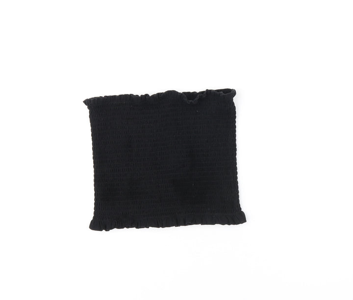 H&M Womens Black Cotton Cropped T-Shirt Size M Off the Shoulder