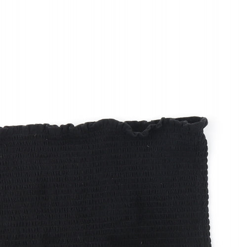 H&M Womens Black Cotton Cropped T-Shirt Size M Off the Shoulder