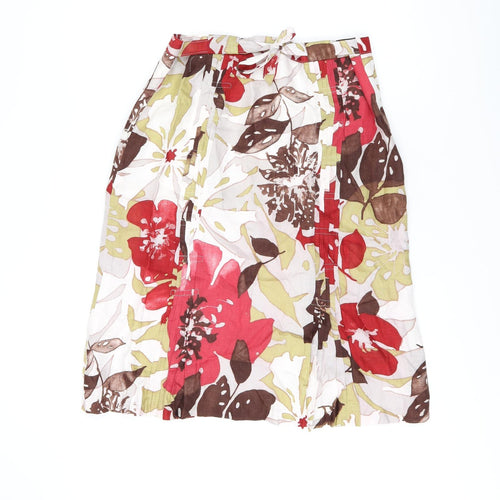 Caroline Rohmer Womens Multicoloured Floral Acetate Flare Skirt Size 16 Zip