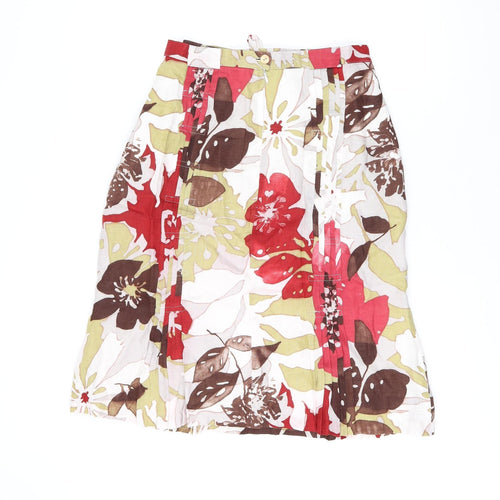 Caroline Rohmer Womens Multicoloured Floral Acetate Flare Skirt Size 16 Zip