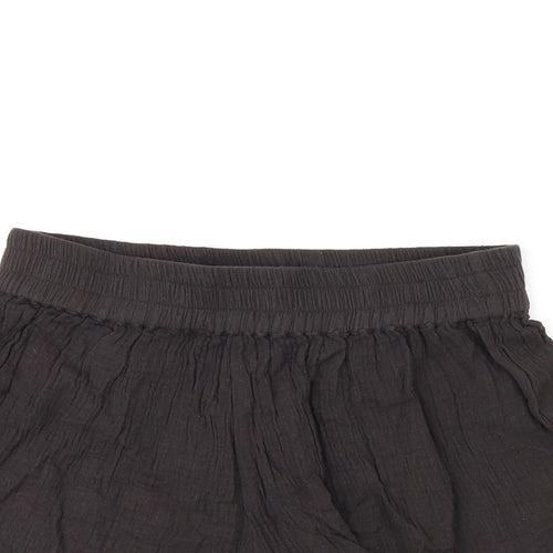 PRETTYLITTLETHING Womens Brown Cotton Basic Shorts Size 10 Regular Pull On