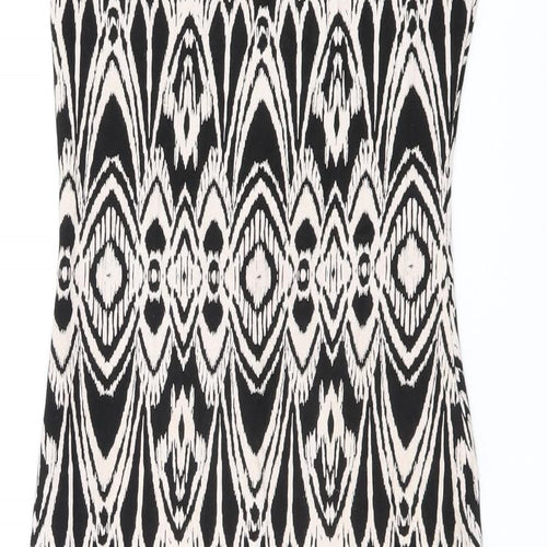 Evita Womens Black Geometric Viscose Bodycon Size 8 Boat Neck Pullover