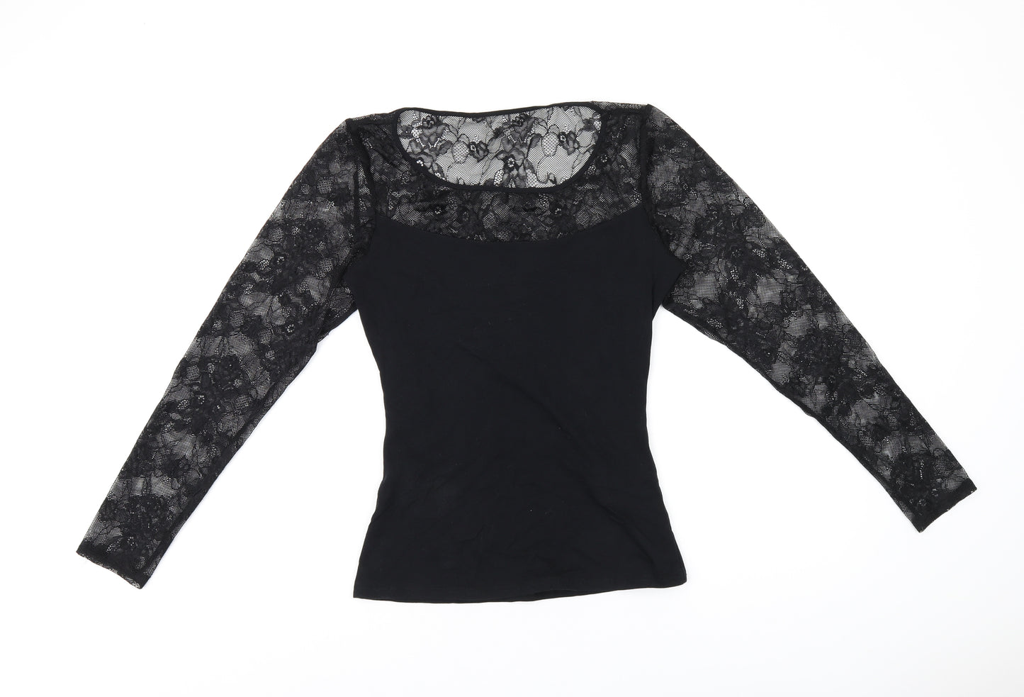 Marks and Spencer Womens Black Polyamide Basic T-Shirt Size 14 Round Neck