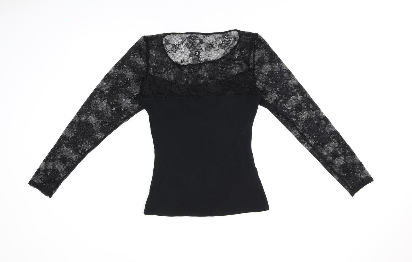 Marks and Spencer Womens Black Polyamide Basic T-Shirt Size 14 Round Neck