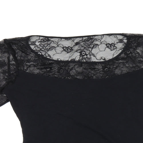 Marks and Spencer Womens Black Polyamide Basic T-Shirt Size 14 Round Neck