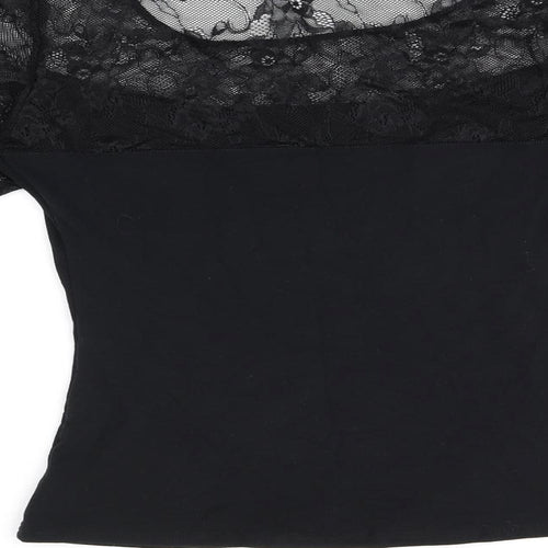 Marks and Spencer Womens Black Polyamide Basic T-Shirt Size 14 Round Neck