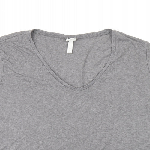 H&M Womens Grey Polyester Basic T-Shirt Size XL V-Neck