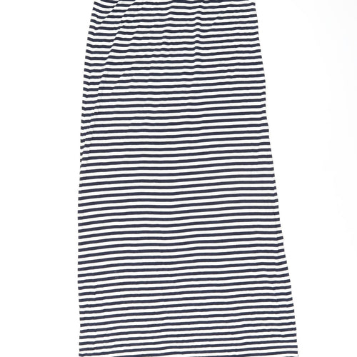 Candy Crush Womens White Striped Viscose Maxi Skirt Size M - Size M/L