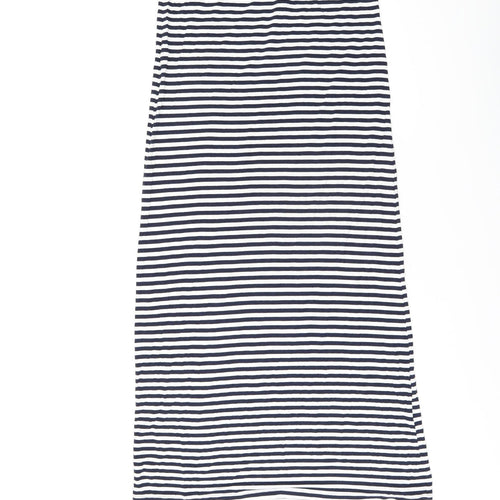 Candy Crush Womens White Striped Viscose Maxi Skirt Size M - Size M/L