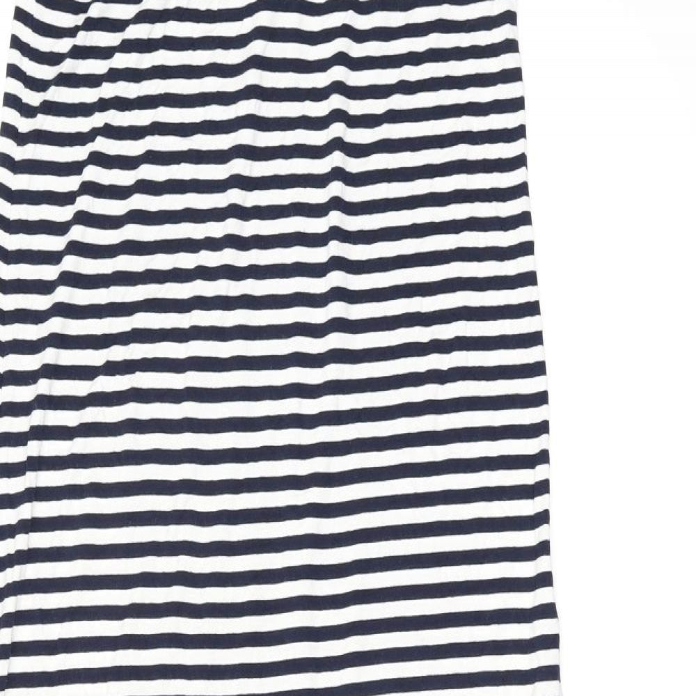 Candy Crush Womens White Striped Viscose Maxi Skirt Size M - Size M/L