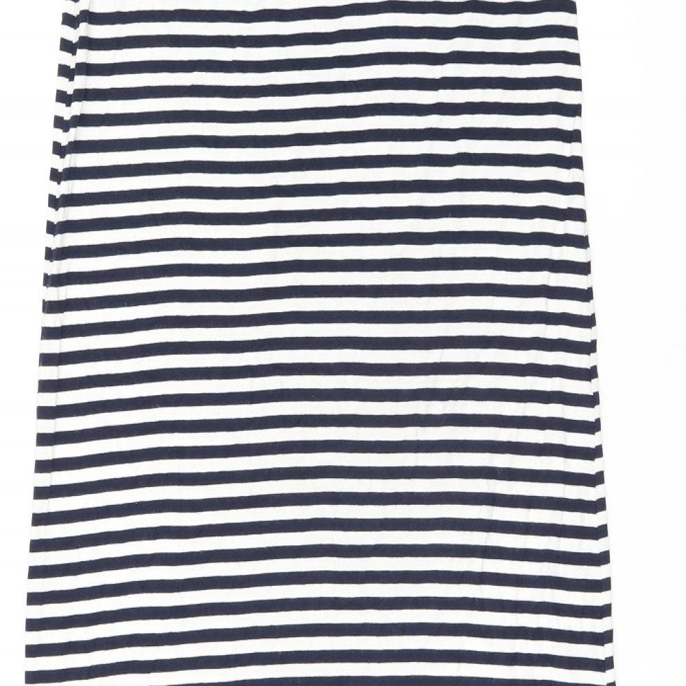 Candy Crush Womens White Striped Viscose Maxi Skirt Size M - Size M/L