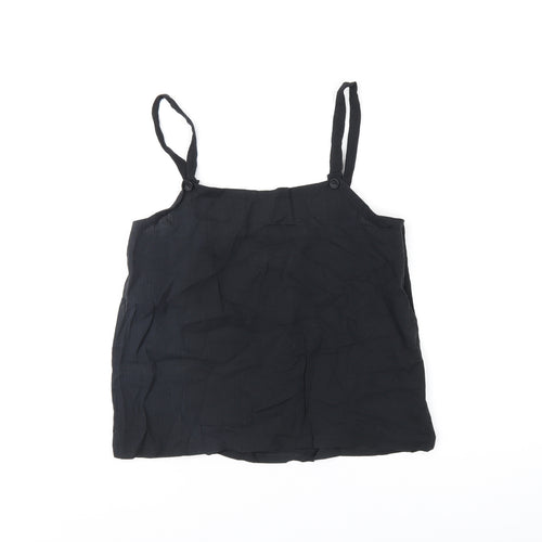 Taylor-Maid Womens Black Polyester Basic T-Shirt Size 12 Square Neck