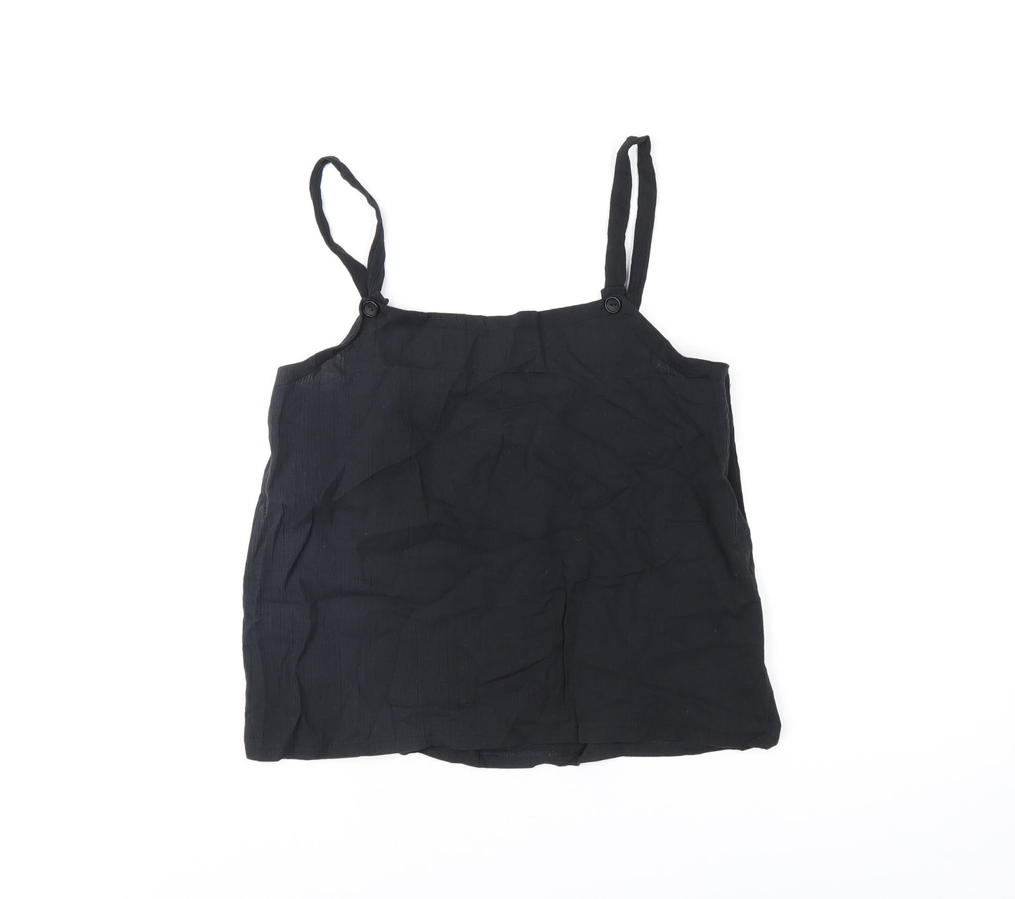 Taylor-Maid Womens Black Polyester Basic T-Shirt Size 12 Square Neck