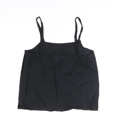Taylor-Maid Womens Black Polyester Basic T-Shirt Size 12 Square Neck