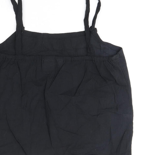 Taylor-Maid Womens Black Polyester Basic T-Shirt Size 12 Square Neck