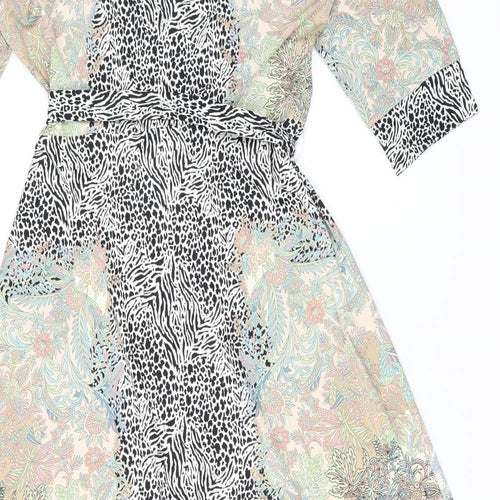 K Design Womens Multicoloured Floral Polyester Shirt Dress Size M Collared Button - Belted