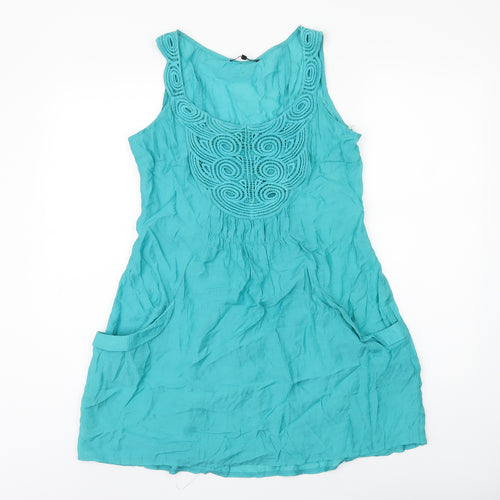 IZABEL Womens Blue Polyester Basic T-Shirt Size M Scoop Neck