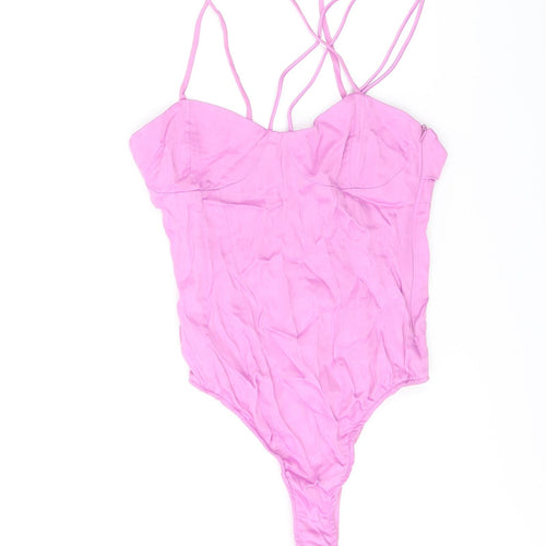 Zara Womens Purple Viscose Bodysuit One-Piece Size XS Zip