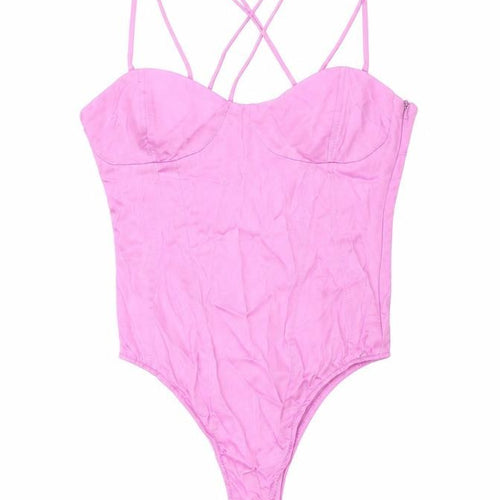 Zara Womens Purple Viscose Bodysuit One-Piece Size XS Zip