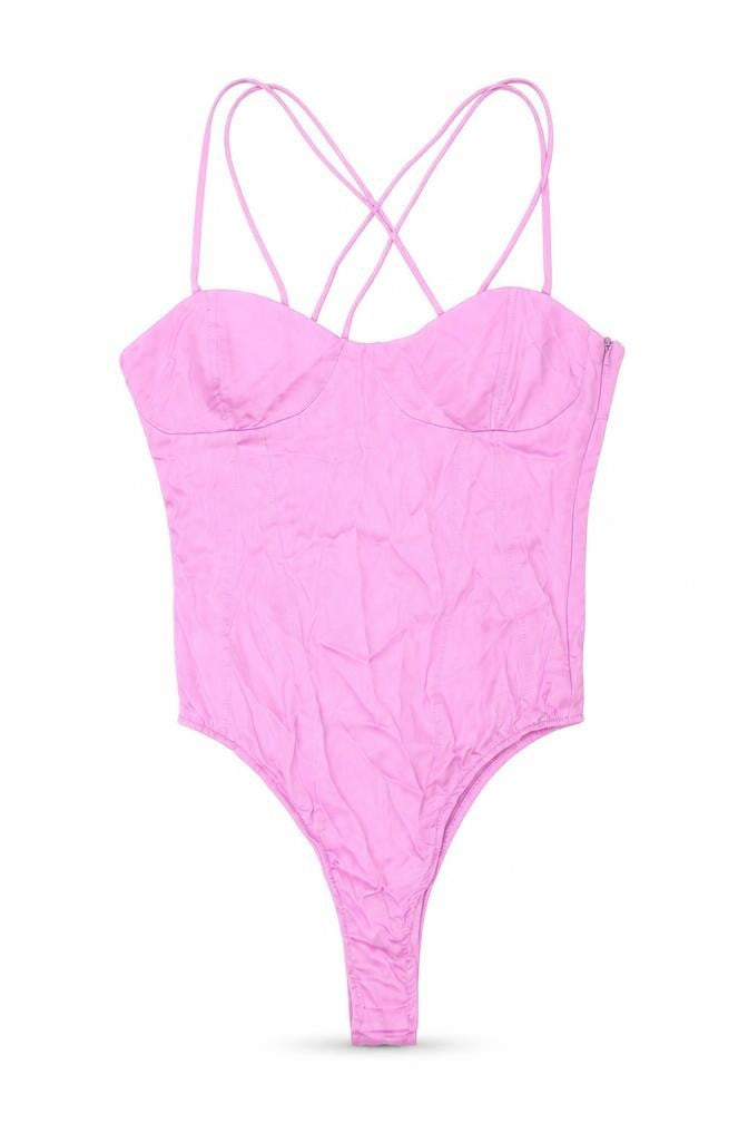 Zara Womens Purple Viscose Bodysuit One-Piece Size XS Zip