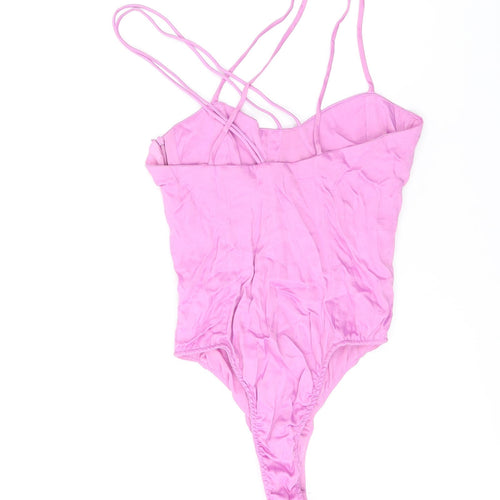 Zara Womens Purple Viscose Bodysuit One-Piece Size XS Zip