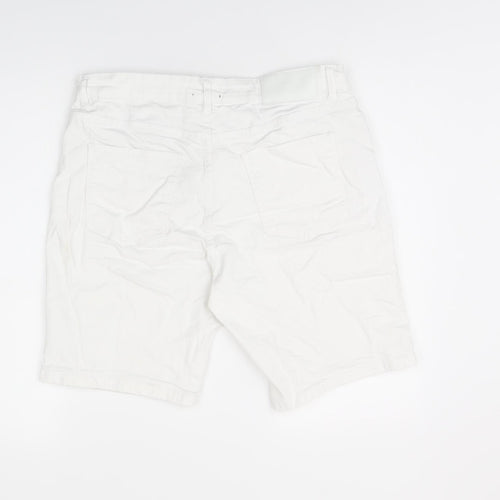 Boohoo Mens White Cotton Bermuda Shorts Size 34 in L9 in Regular Zip