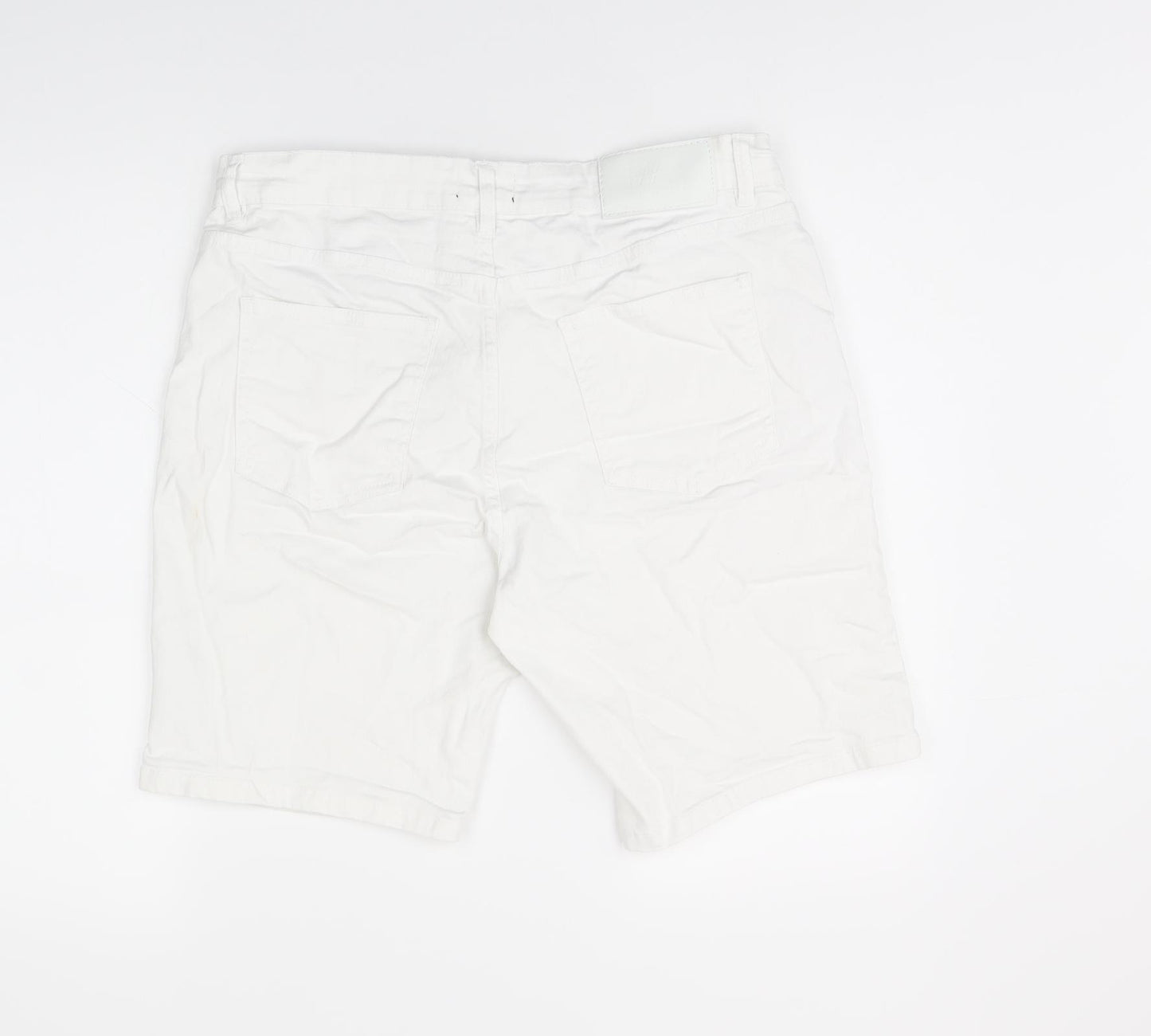 Boohoo Mens White Cotton Bermuda Shorts Size 34 in L9 in Regular Zip