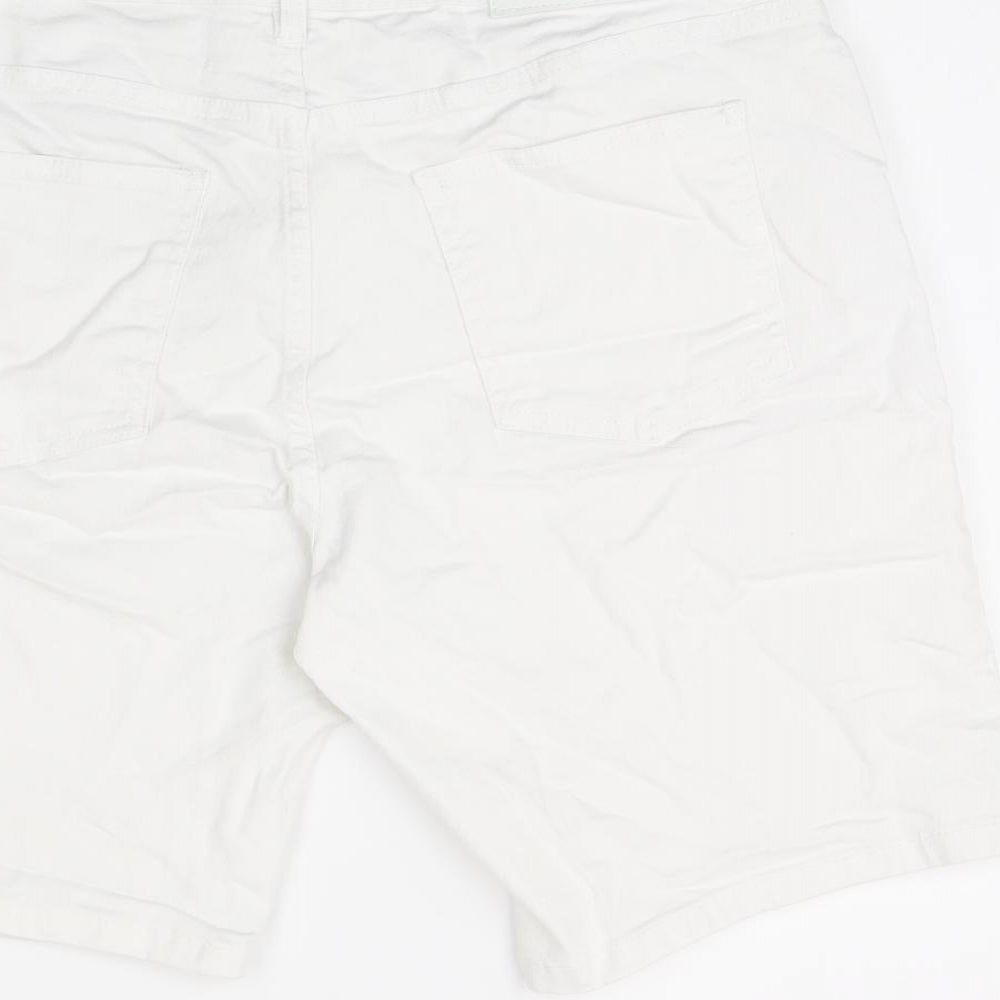 Boohoo Mens White Cotton Bermuda Shorts Size 34 in L9 in Regular Zip