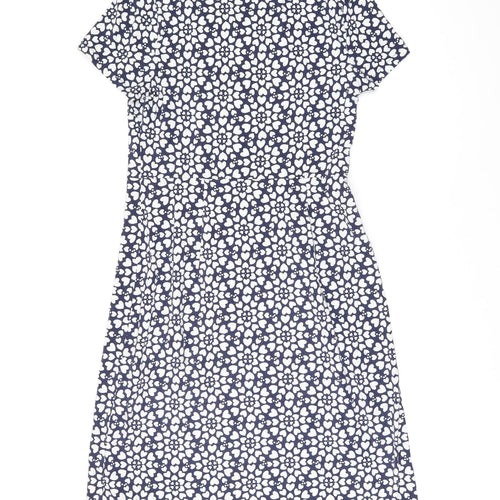 Boden Womens Blue Geometric Cotton A-Line Size 12 Round Neck Pullover - Heart Print