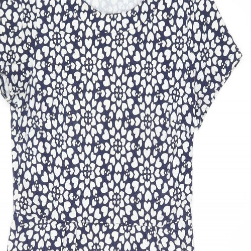 Boden Womens Blue Geometric Cotton A-Line Size 12 Round Neck Pullover - Heart Print