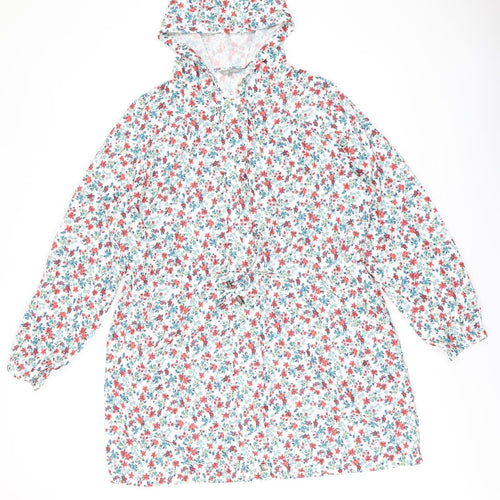 Marks and Spencer Womens White Floral Rain Coat Coat Size L Zip