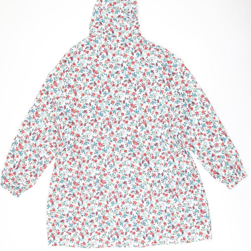 Marks and Spencer Womens White Floral Rain Coat Coat Size L Zip
