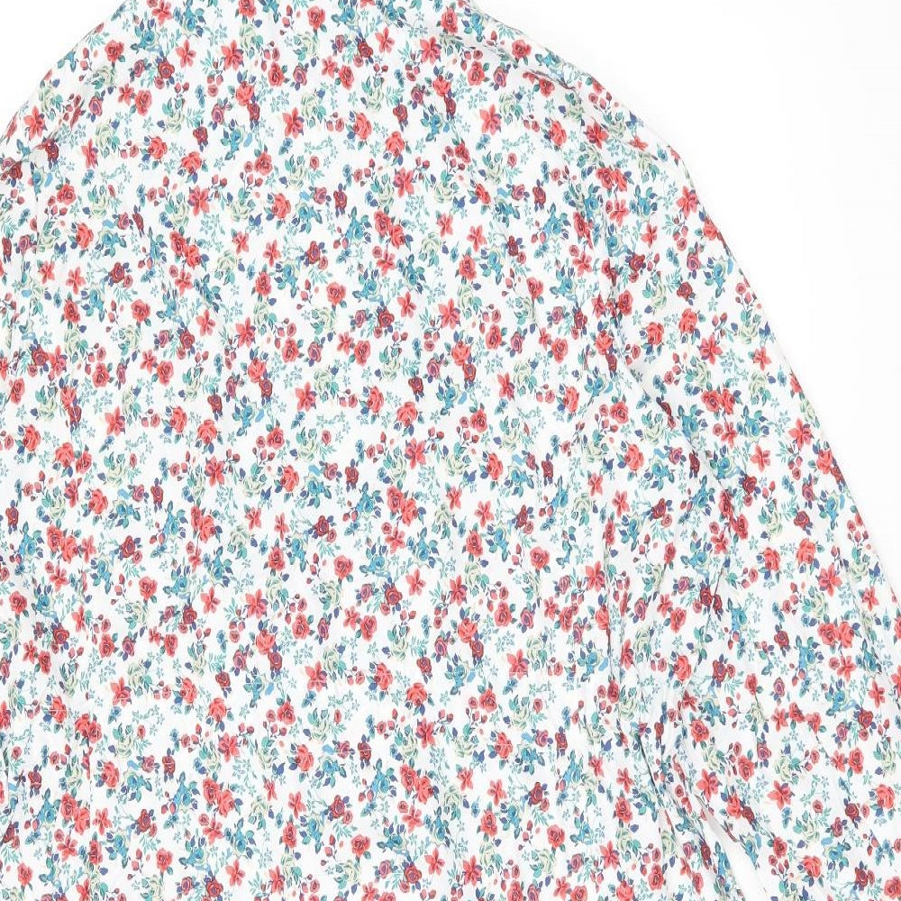 Marks and Spencer Womens White Floral Rain Coat Coat Size L Zip