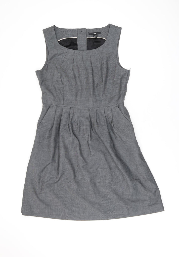 H&M Womens Grey Polyester A-Line Size 14 Round Neck Zip