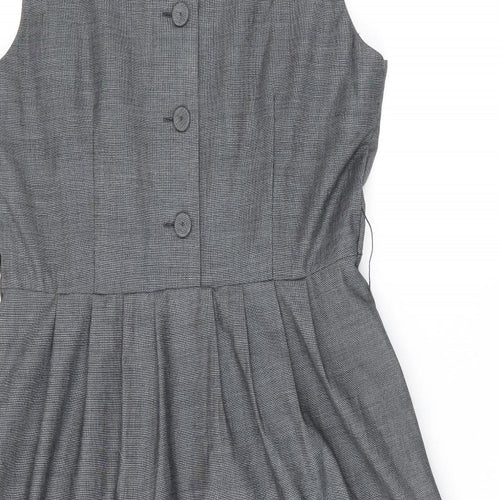 H&M Womens Grey Polyester A-Line Size 14 Round Neck Zip
