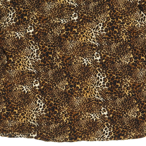 Apricot Womens Brown Animal Print Viscose Basic Button-Up Size 12 Collared - Leopard Print
